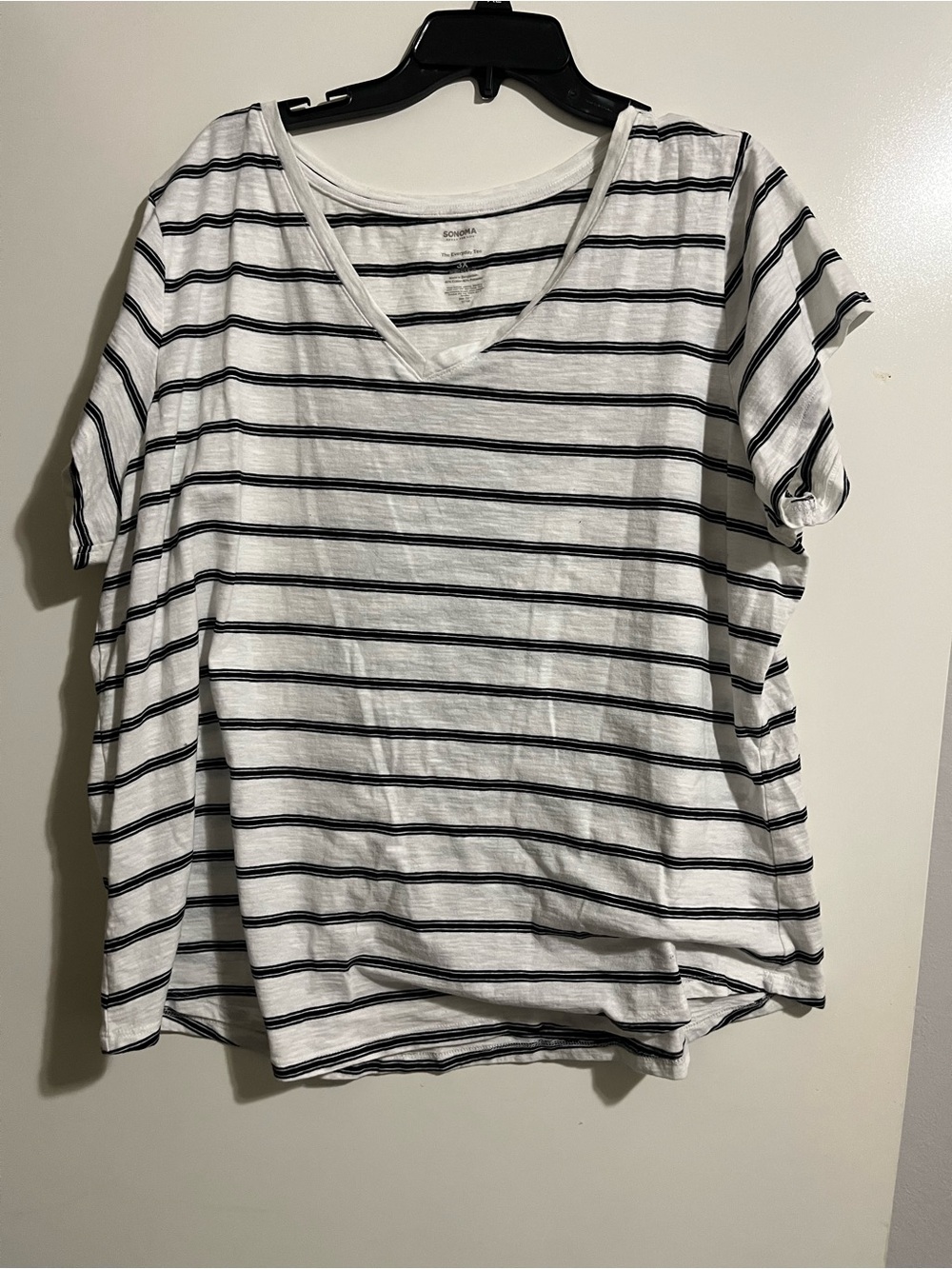Sonoma White Tee with Black Stripes